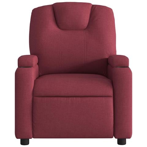 Poltrona Massaggiante Reclinabile Elettrica Rosso Vino Tessuto - Foto 9