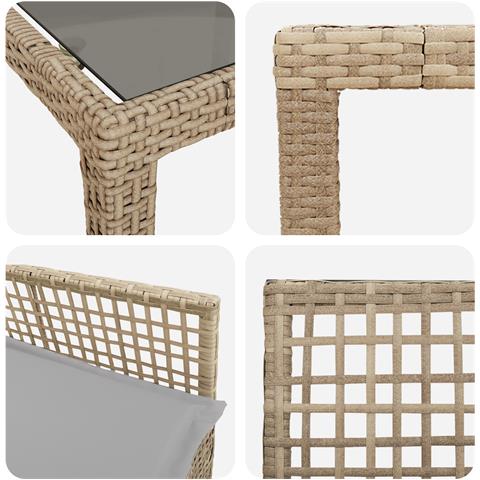 Set da Pranzo da Giardino in 9 Pezzi Rattan Poliestere Beige - Foto 9