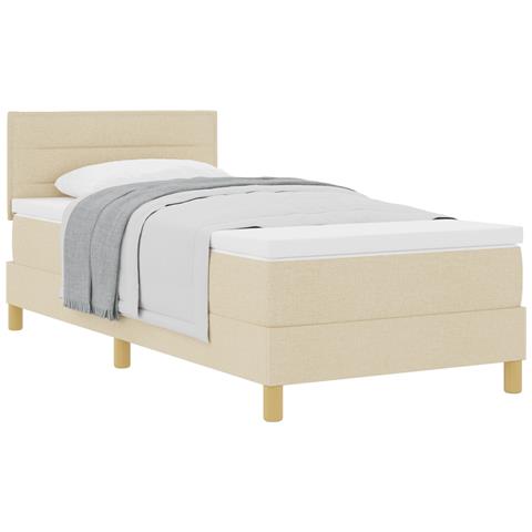 Letto Box Spring con Materasso Panna 100x200 cm Tessuto - Foto 1