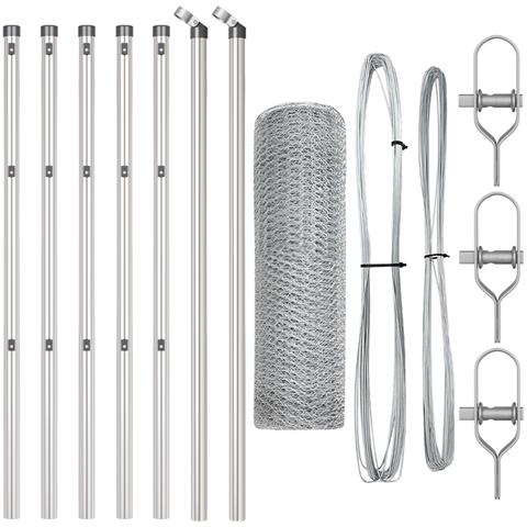 Recinto Esagonale  0.5x10 m Acciaio Zincato, Pali per Recinto  7 pz Ø32 mm 100 cm Acciaio Zincato - Foto 1