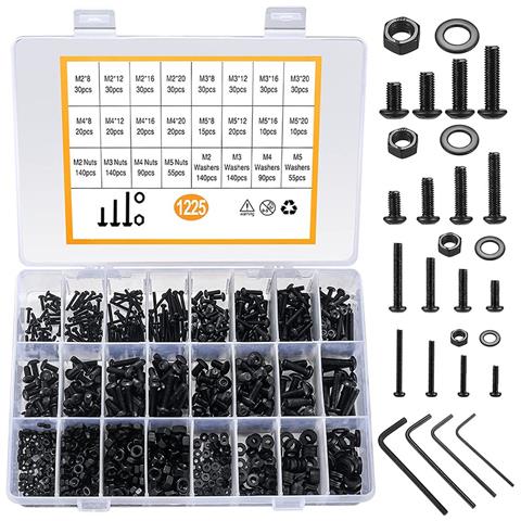 Kit Assortimento Viti A Brugola Testa Bombata E Cilindrica Grado 10.9, 1225 Pz - Foto 1