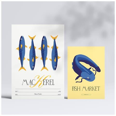 Set Di 6 Stampe Cibo E Nutrizione Frutti Di Mare Natura E Stampe Botaniche Per L'interior Design A3 & A4 Senza Cornice - Foto 2