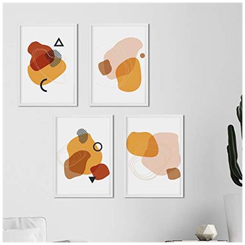 Set Di 4 Stampe Poster Con Collage Astratto Sahara Sahara Con Motivi Colorati Ispirati Al Deserto Senza Cornice A3 - Foto 1