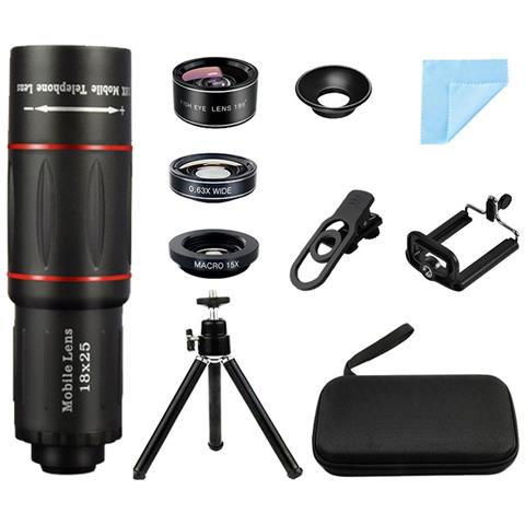 Kit Telescopio Monoculare 18x Con Lente 0.63x E Custodia - Compatibile Con Smartphone - Foto 1