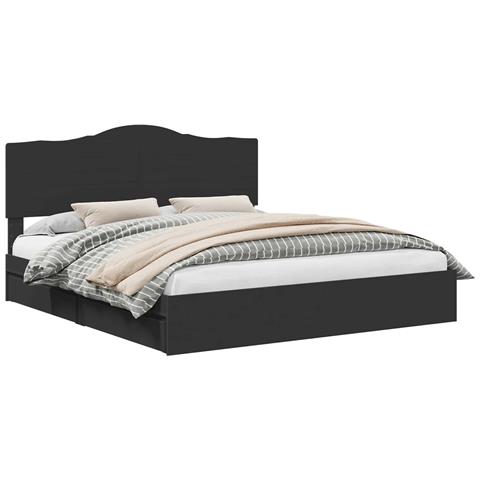 Letto con Contenitore Nero 200 x 200 cm Legno multistrato - Foto 1