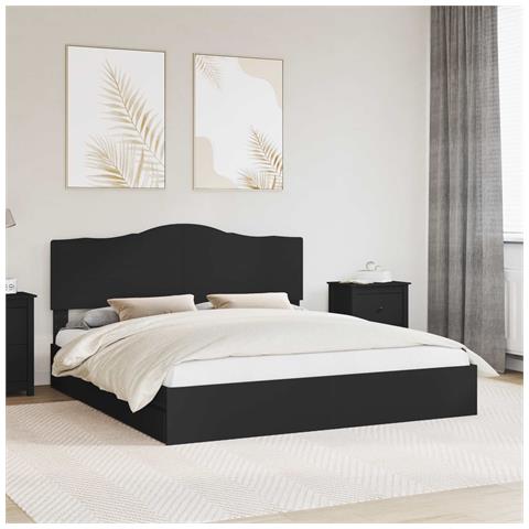 Letto con Contenitore Nero 200 x 200 cm Legno multistrato - Foto 2
