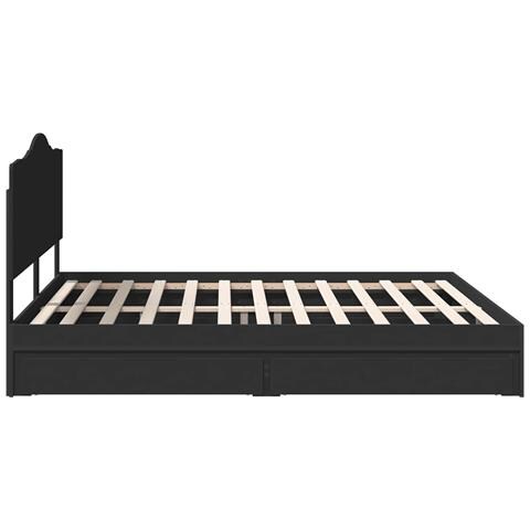 Letto con Contenitore Nero 200 x 200 cm Legno multistrato - Foto 9