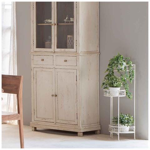 Supporto Per 3 Vasi In Ferro Battuto Bianco 30x25x90 - Foto 2