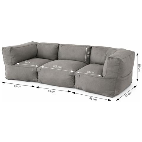 Praiano Salotto Da Giardino Modulare Da 3 Posti Grigio In Tessuto Idrorepellent - Foto 2