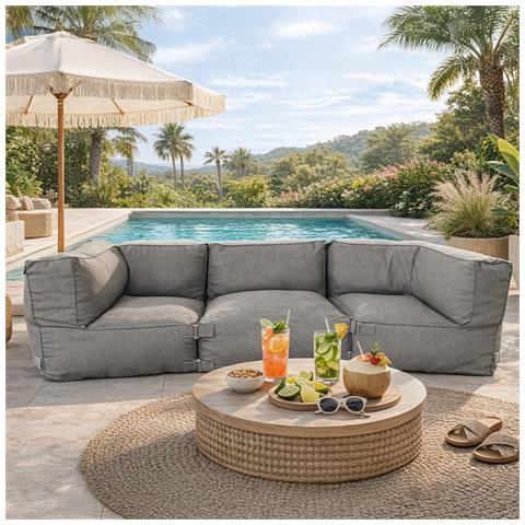 Praiano Salotto Da Giardino Modulare Da 3 Posti Grigio In Tessuto Idrorepellent - Foto 7