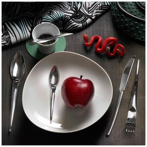 Snake Set 24 posate acciaio inox 18/10 - Servizio per 6 Persone - forchetta, coltello, cucchiaio e cucchiaino - Design elegante per tavole di gusto - forma sinuosa - Foto 3