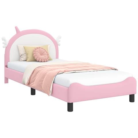 Struttura letto bambini con testata Rosa 90 x 200 cm PU - Foto 1