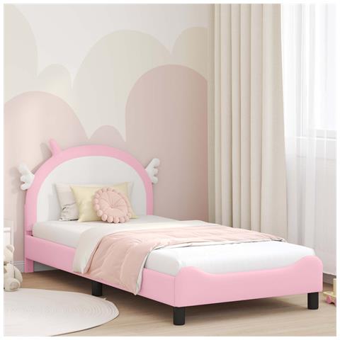 Struttura letto bambini con testata Rosa 90 x 200 cm PU - Foto 2