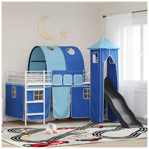 Struttura del letto loft per bambini Bianco e Blu 107 x 200 cm - Foto 2