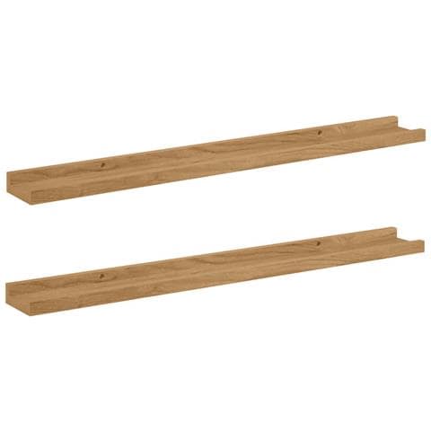Scaffale da parete con lo scaffale 2 pcs Marrone 80 x 9 x 3 cm - Foto 1