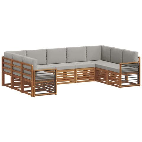 Set divani con cuscino 9 pcs Grigio Naturale e Chiaro - Foto 1