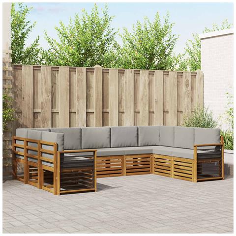 Set divani con cuscino 9 pcs Grigio Naturale e Chiaro - Foto 2