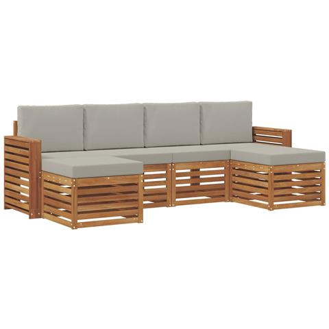 Set divani con cuscino 6 pcs Grigio Naturale e Chiaro - Foto 1