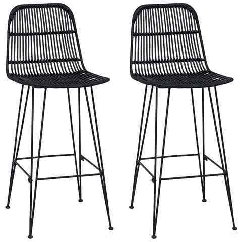 Sgabello da bar 2 pcs Nero 44 x 55 x 109 cm Rattan e acciaio - Foto 1