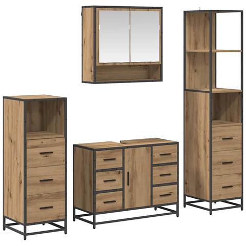Set di mobili per il bagno con porta 4 pcs Rovere artigianale - Foto 1
