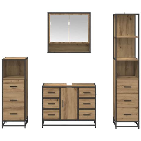Set di mobili per il bagno con porta 4 pcs Rovere artigianale - Foto 9