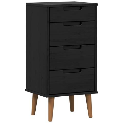 Cassettiera MOLDE Nero 40 x 35 x 82 cm Legno Massello di Pino - Foto 1