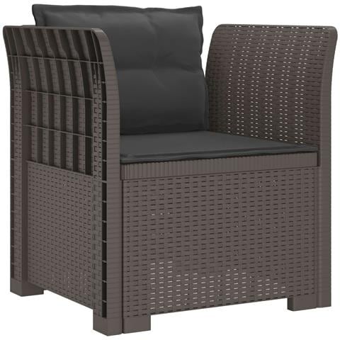 Poltrona a 1 Posto con Cuscini Aspetto Rattan PP Grigio Chiaro - Foto 1