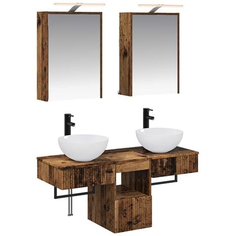 Set di Armadi da Bagno 5 pcs Legno antico 43 x 16 x 62,5 cm - Foto 1