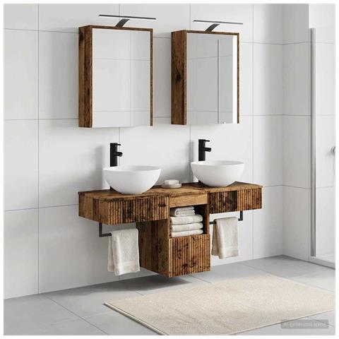 Set di Armadi da Bagno 5 pcs Legno antico 43 x 16 x 62,5 cm - Foto 2