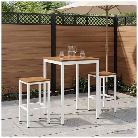 Tavolo Bar da Giardino Naturale e Bianco 70 x 68,5 x 105 cm - Foto 2
