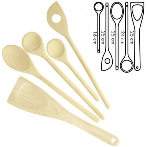 Cucchiai E Pala Legno Set Pz. 5 Woody - Foto 1