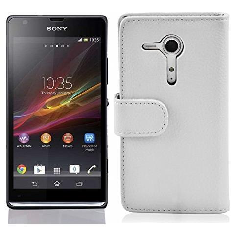Custodia Compatibile Con Sony Xperia Sp In Magnesio Bianco - Coperchio Protettivo In Ecopelle Testurizzata E Tasca Per Carte Di Credito - Foto 2