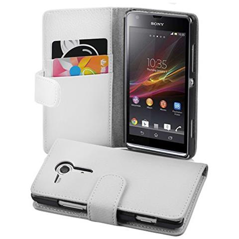 Custodia Compatibile Con Sony Xperia Sp In Magnesio Bianco - Coperchio Protettivo In Ecopelle Testurizzata E Tasca Per Carte Di Credito - Foto 4