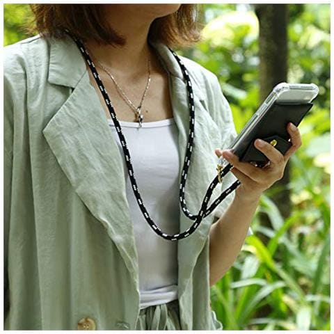 Catena Di Telefoni Cellulari Compatibile Con Apple Iphone 6 Plus / Iphone 6s Plus In Nero Argento - Coperchio Protettivo In Silicone Con Anelli D'oro, Cinturino In Corda E Custodia Staccabile - Foto 2