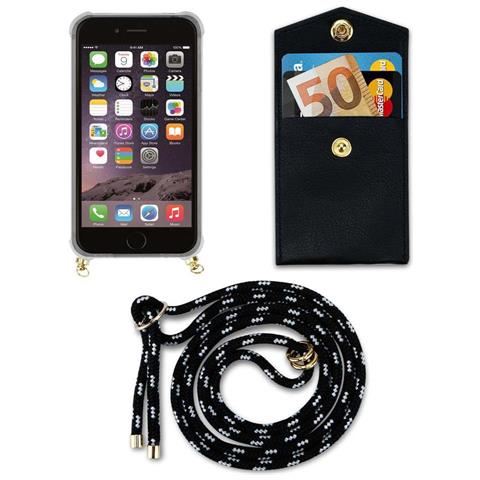 Catena Di Telefoni Cellulari Compatibile Con Apple Iphone 6 Plus / Iphone 6s Plus In Nero Argento - Coperchio Protettivo In Silicone Con Anelli D'oro, Cinturino In Corda E Custodia Staccabile - Foto 10