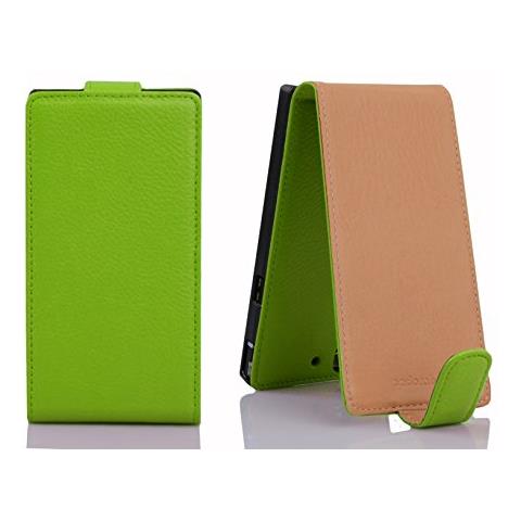 Custodia Compatibile Con Huawei P7 In Verde Limone - Coperchio Protettivo In Design Flip Realizzato In Similpelle Testurizzata - Foto 2