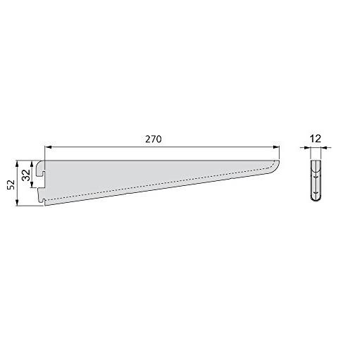 7908712 Supponti Per Mensola Con Profilo Cremagliera Doppia Perforazione Passo 32mm, Bianco, 270mm, Set Di 20 Pezzi - Foto 4