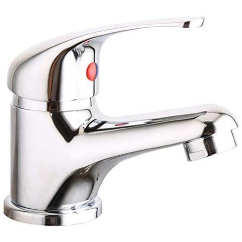 Egham Rotonda Mono Lavabo Rubinetto In Ottone Con Pulsante Primavera Piletta 12 Bsp Montaggio E Pipes Flexi - Chrome - Foto 1
