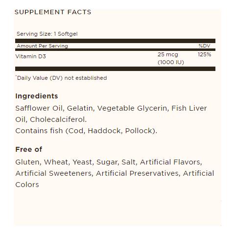 , Vitamina D3, 1000 Ui, 100 Capsule Molli - Foto 2