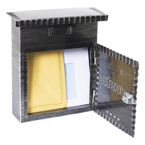 Rustica D-2201 Cassetta Postale Individuale In Metallo Di Stile Rustico, Cassetta Della Posta Da Parete, Dimensione S (din A5), Nero - Foto 2