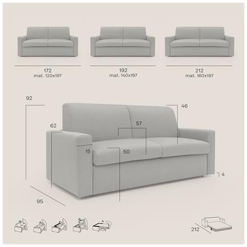 Kansas Divano Letto Matrimoniale Alto 20 Cm. Impermeabile T13 Beige - Foto 7