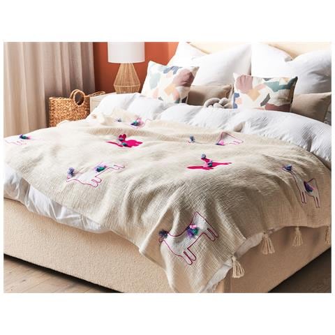 Coperta Nandyal Cotone 130 X 180 Cm Beige - Foto 1