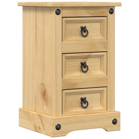 Comodino Corona 35x32,5x58 Cm In Legno Massello Di Pino - Foto 2