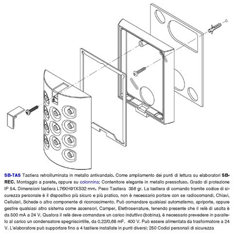 Tastiera Digitale Esterna Antimanomissione Be.play Aggiunta Della Centralina Sb-rec Be-rec 250 Utenti Uscita 2 Relè Al - Foto 2