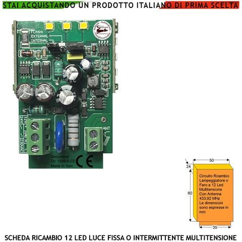 Circuito 12 Led 4 File Da 3 Led A Croce Ricambio X Lampeggiatori E Fari Luce Fissa O Lampeggiante 60 Cicli Al Minuto A - Foto 1