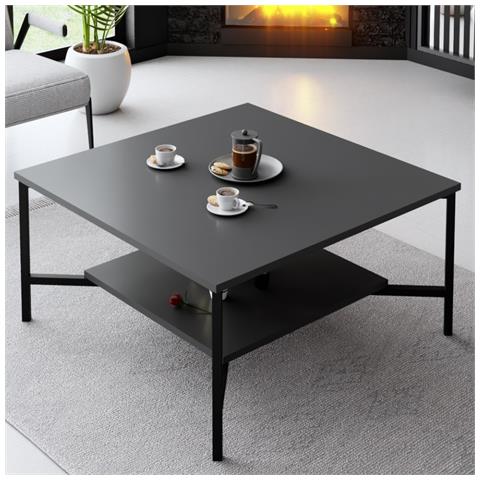 Tromso Tavolino Industriale Quadrato Nero - Foto 3