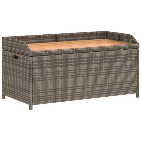 Panca Portaoggetti Giardino Grigia 100x50x52 Polyrattan Acacia - Foto 1