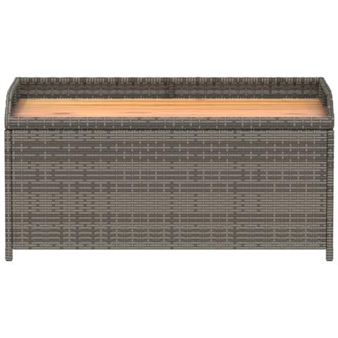 Panca Portaoggetti Giardino Grigia 100x50x52 Polyrattan Acacia - Foto 2