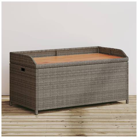 Panca Portaoggetti Giardino Grigia 100x50x52 Polyrattan Acacia - Foto 8