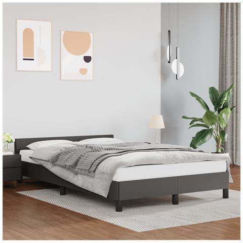 Giroletto senza Materasso Grigio 120x190 cm Similpelle - Foto 2